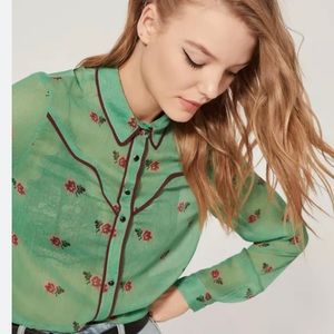 UO Clementine Sheer Button Down Shirt